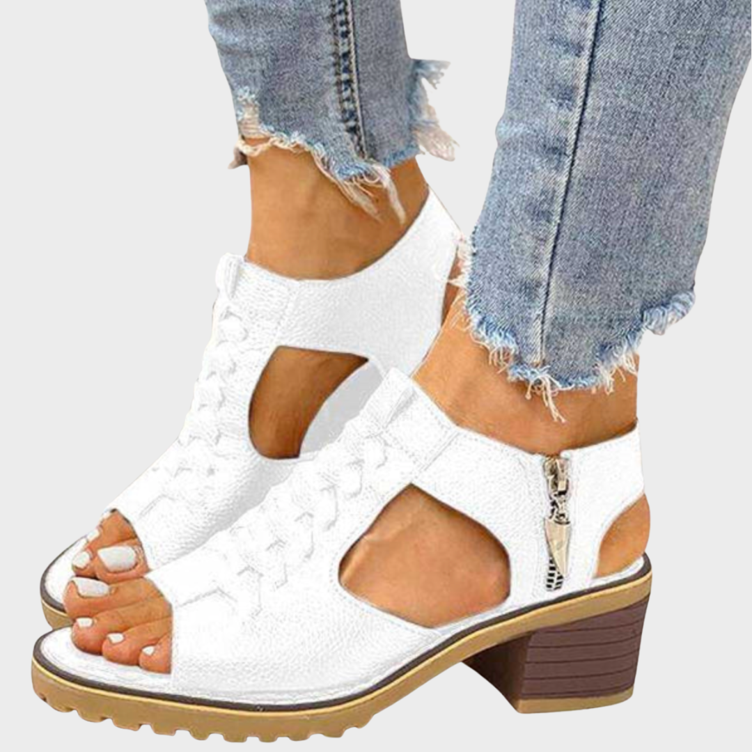 Cornelia – Elegant Peeptoe Sandals with Block Heel