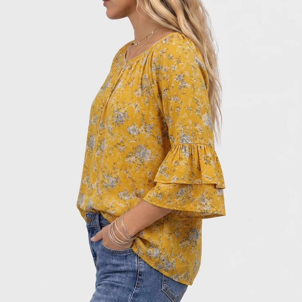 Thea™ - Vintage Blouse With Floral Pattern