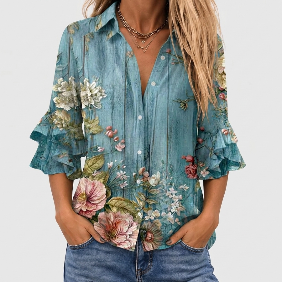 Roselle™ - Floral Print Vintage Blouse