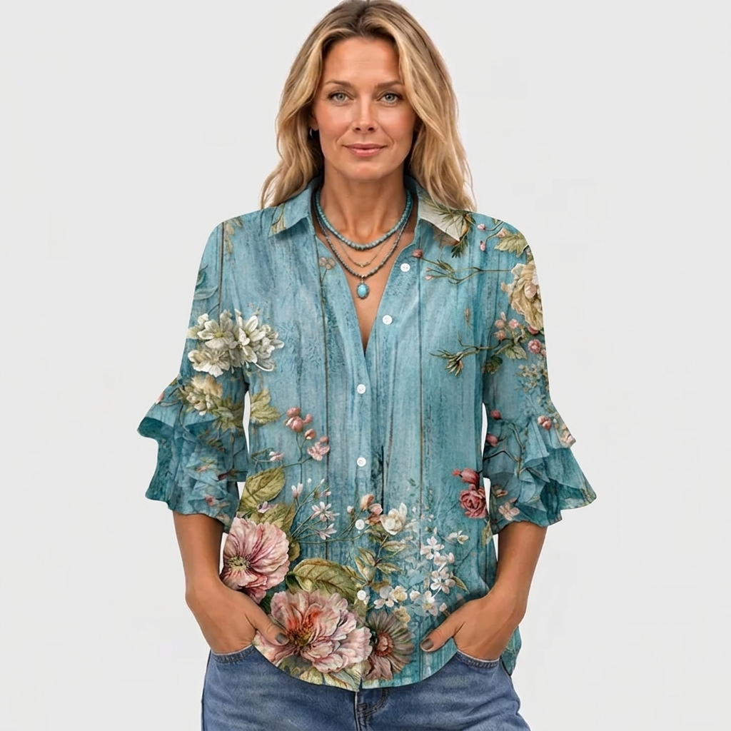 Roselle™ - Floral Print Vintage Blouse