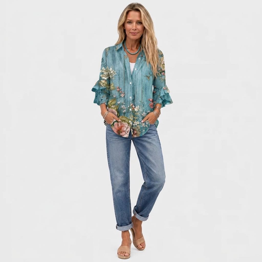 Roselle™ - Floral Print Vintage Blouse