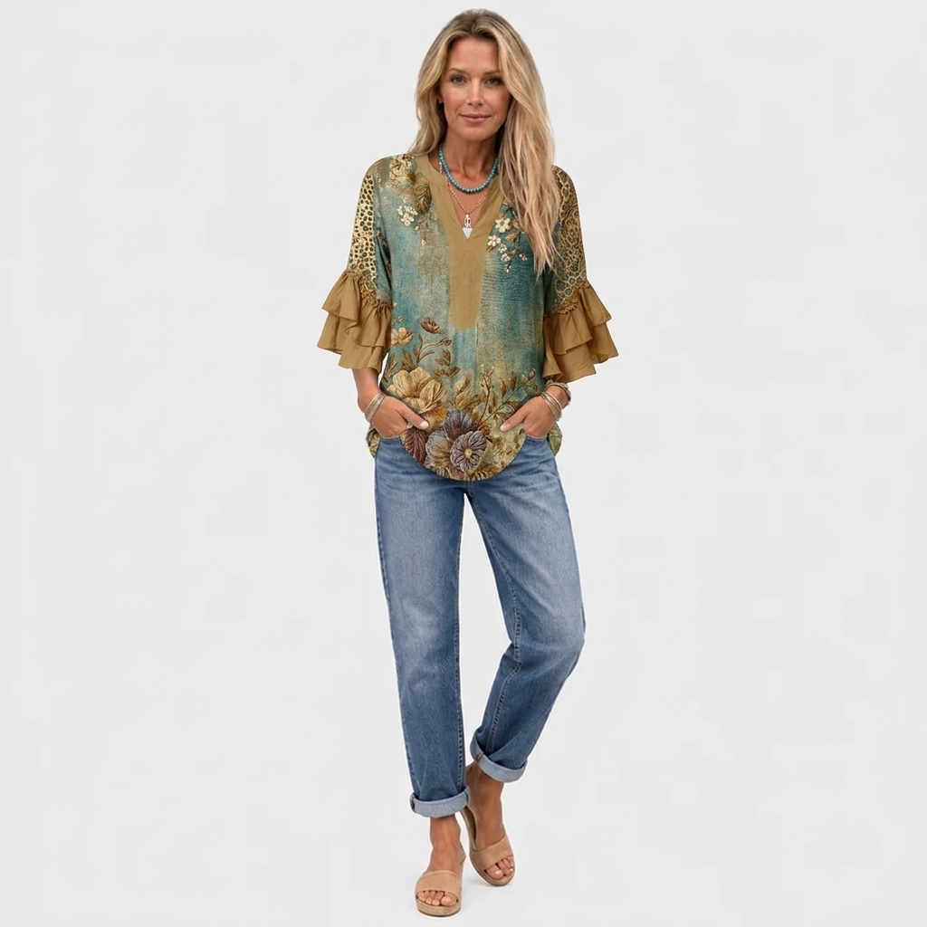 Zaria™ - Vintage Blouse With Floral Print
