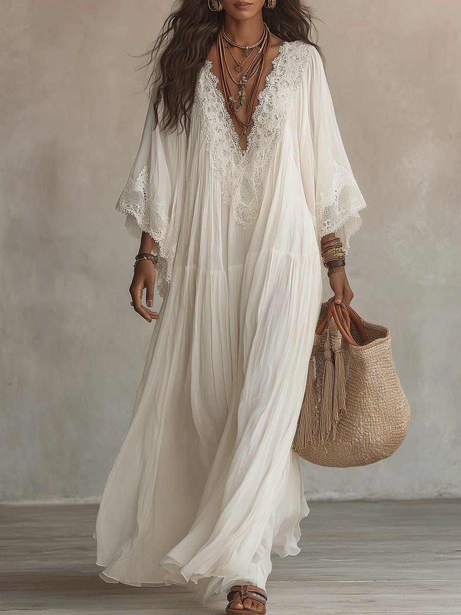 Liora | Bohemian Lace Maxi Dress