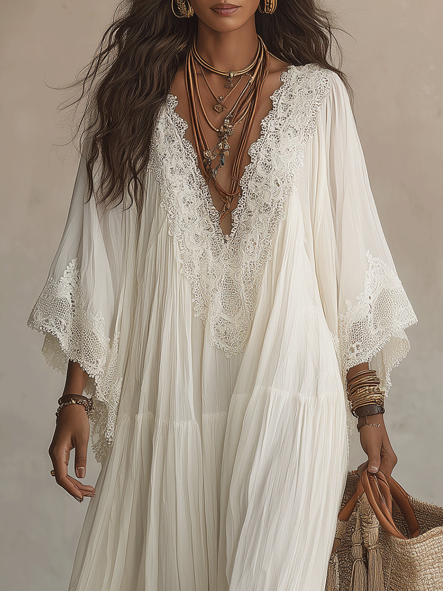 Liora | Bohemian Lace Maxi Dress