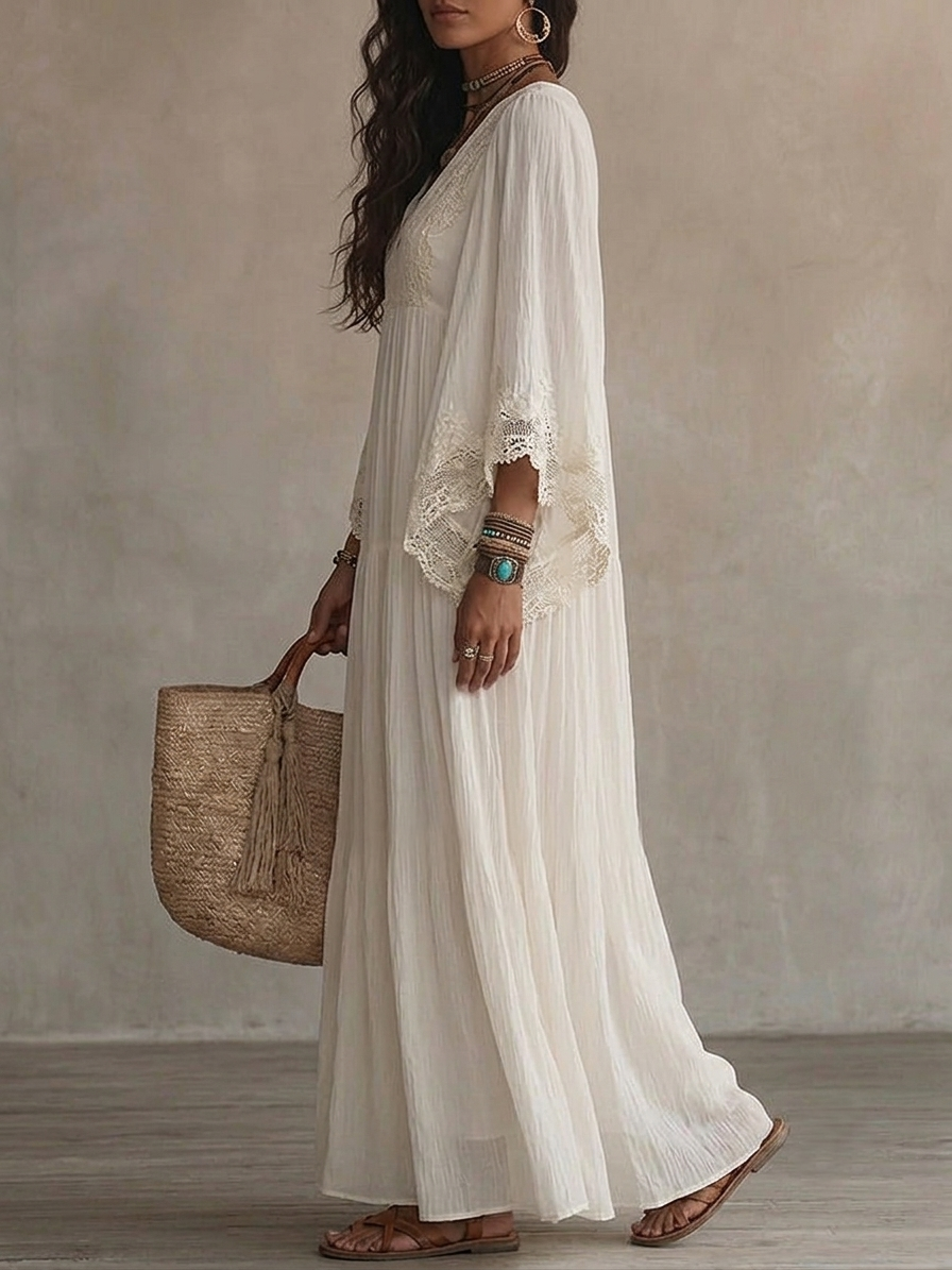 Liora | Bohemian Lace Maxi Dress