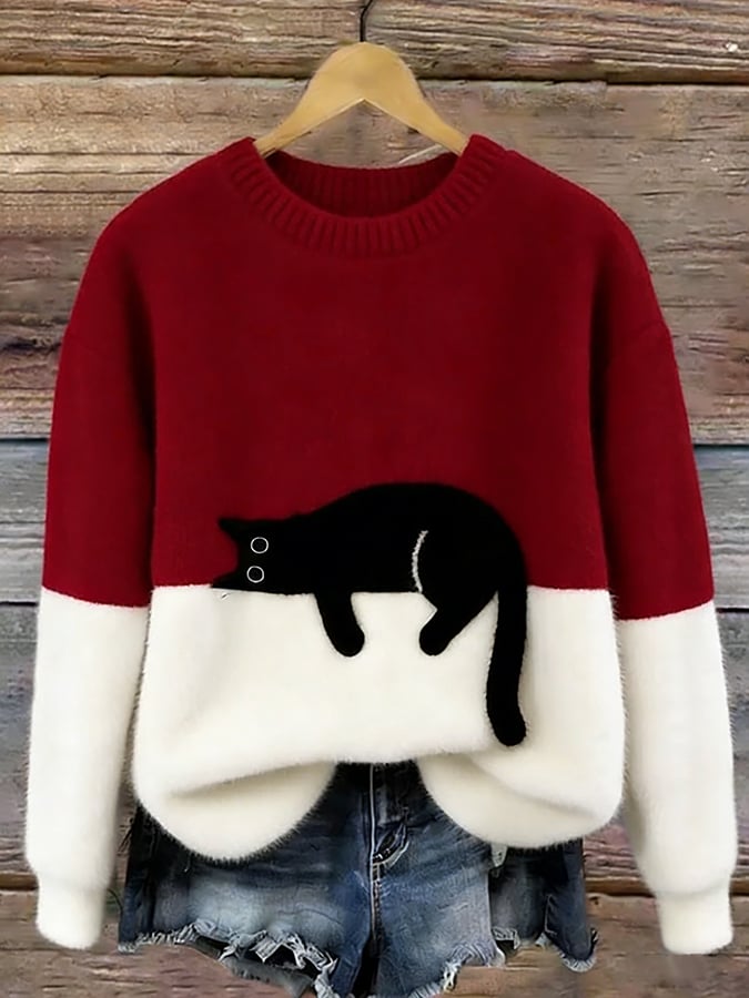 Paula™ | Zachte Oversized Trui Met Kattenprint
