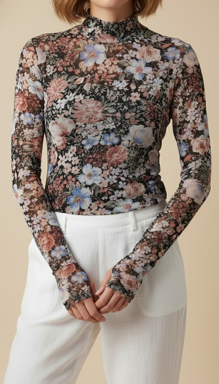 Ravena™ Printed Mesh Long-Sleeve Top