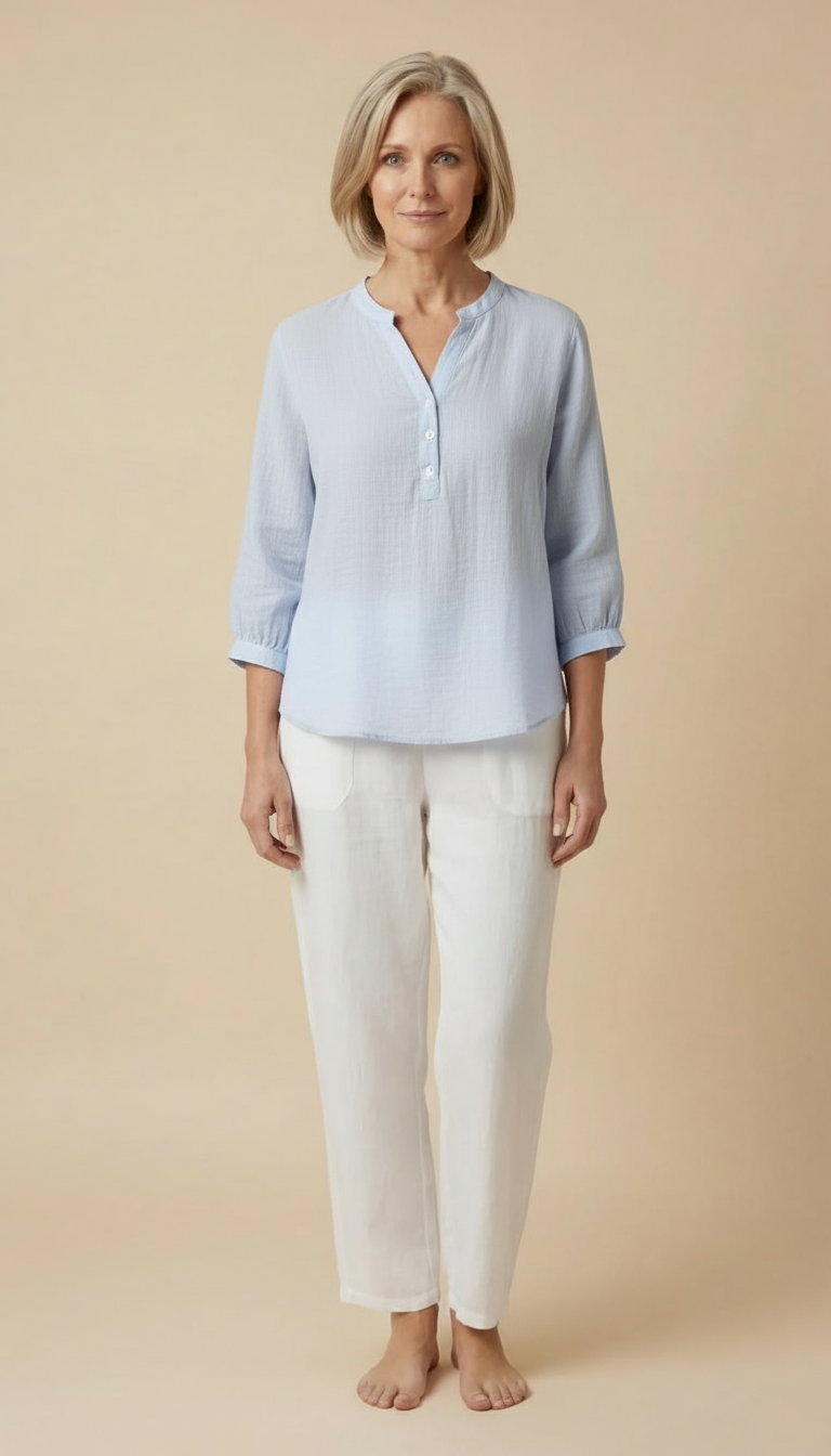 Grace™ - Relaxed Button Blouse  with Pleats