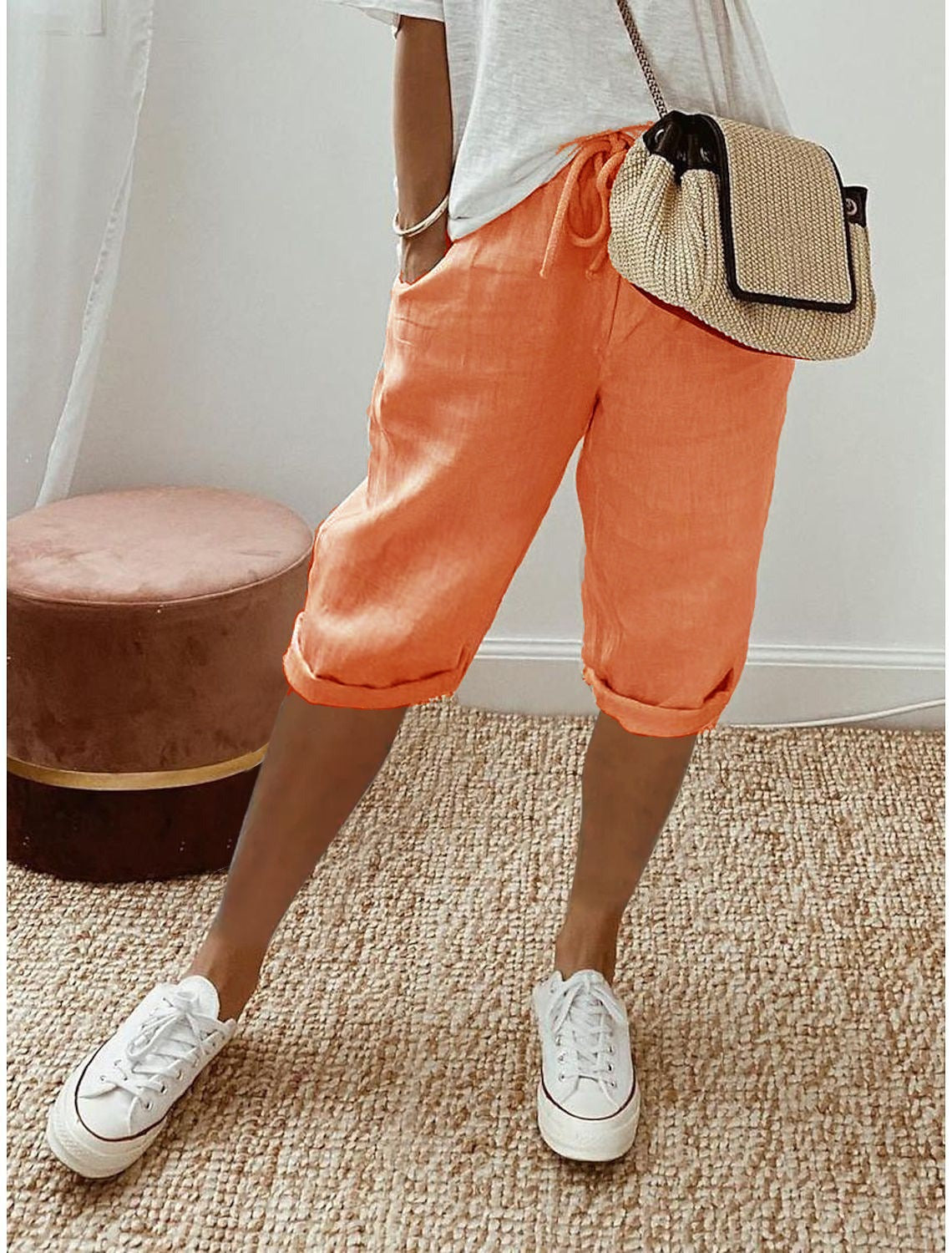 Holly | Cotton Linen Capri Pants