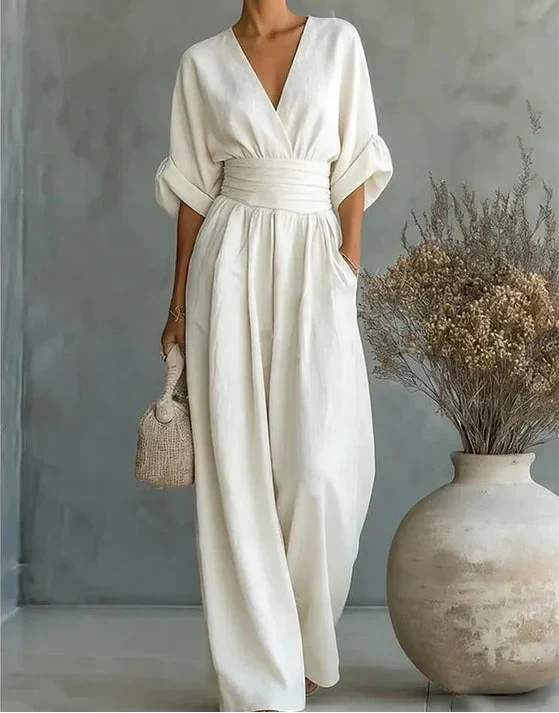 Dahlia | V-Neck Wide-Leg Jumpsuit