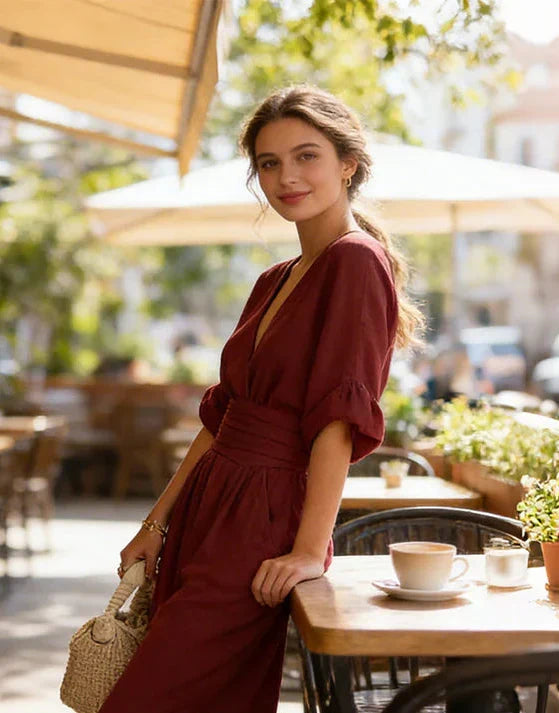 Dahlia | V-Neck Wide-Leg Jumpsuit
