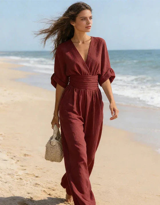 Dahlia | V-Neck Wide-Leg Jumpsuit