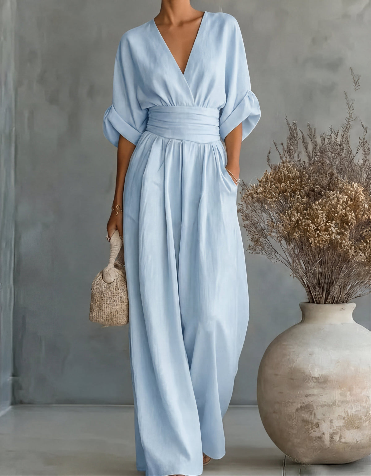 Dahlia | V-Neck Wide-Leg Jumpsuit