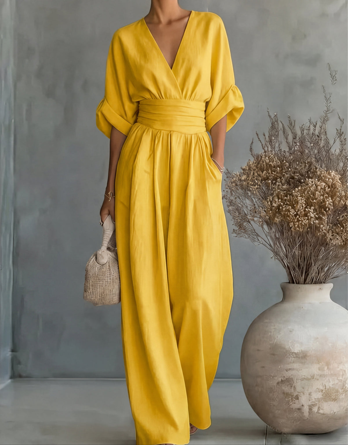 Dahlia | V-Neck Wide-Leg Jumpsuit
