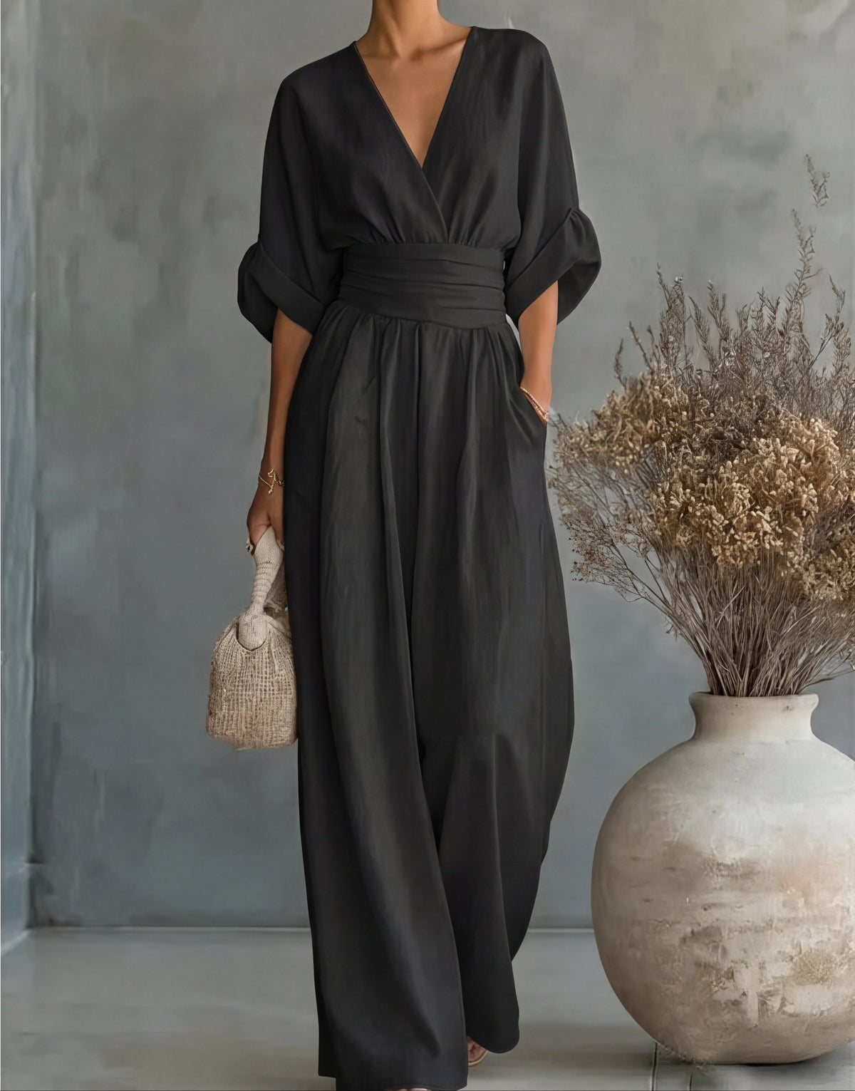 Dahlia | V-Neck Wide-Leg Jumpsuit