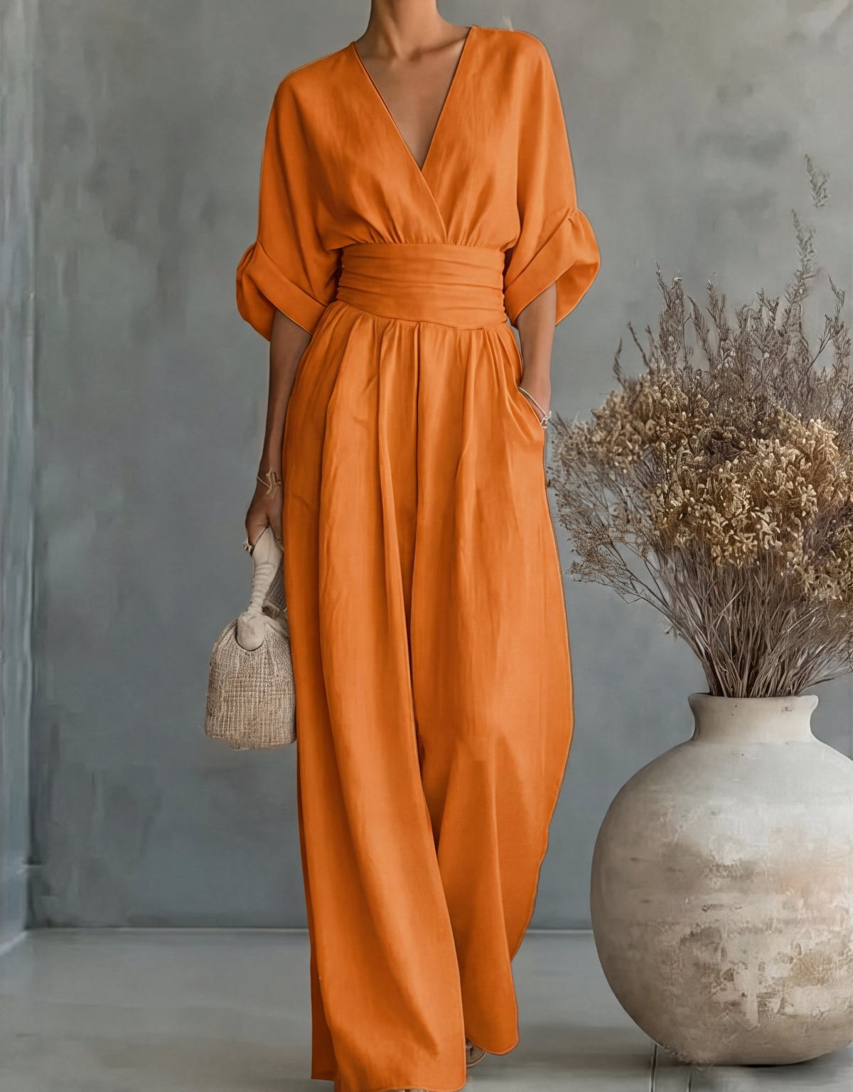 Dahlia | V-Neck Wide-Leg Jumpsuit