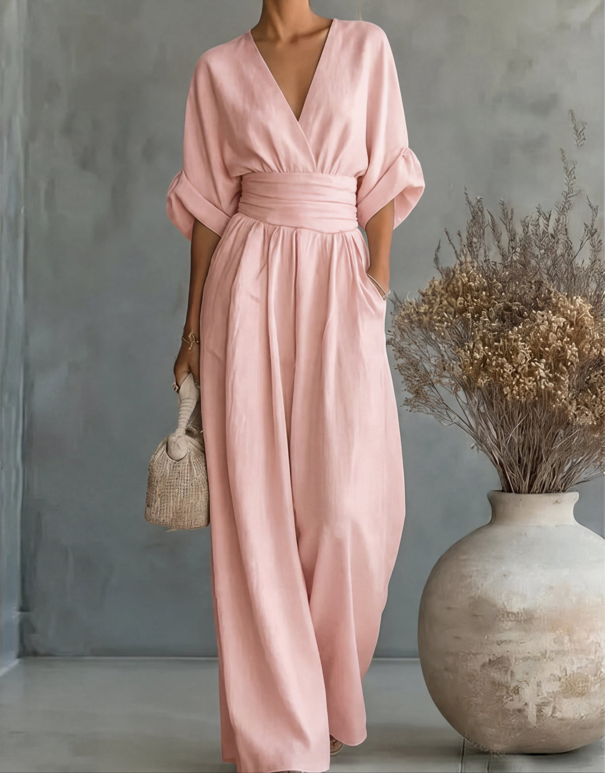 Dahlia | V-Neck Wide-Leg Jumpsuit