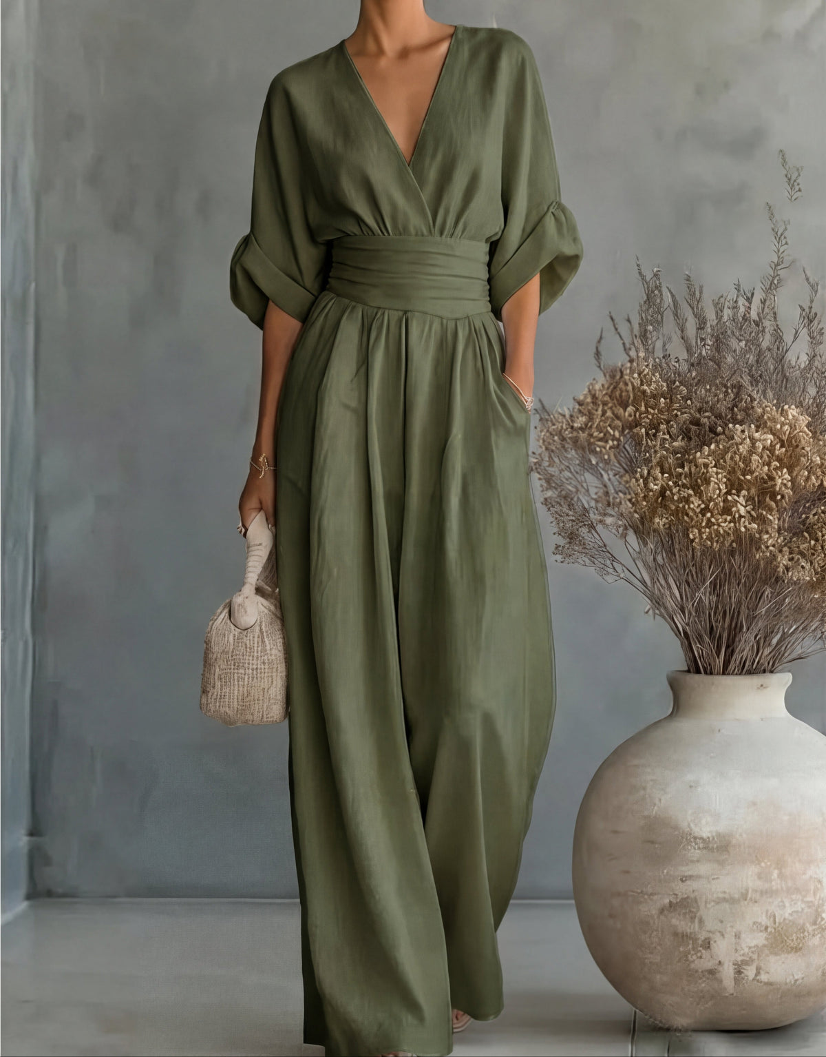 Dahlia | V-Neck Wide-Leg Jumpsuit