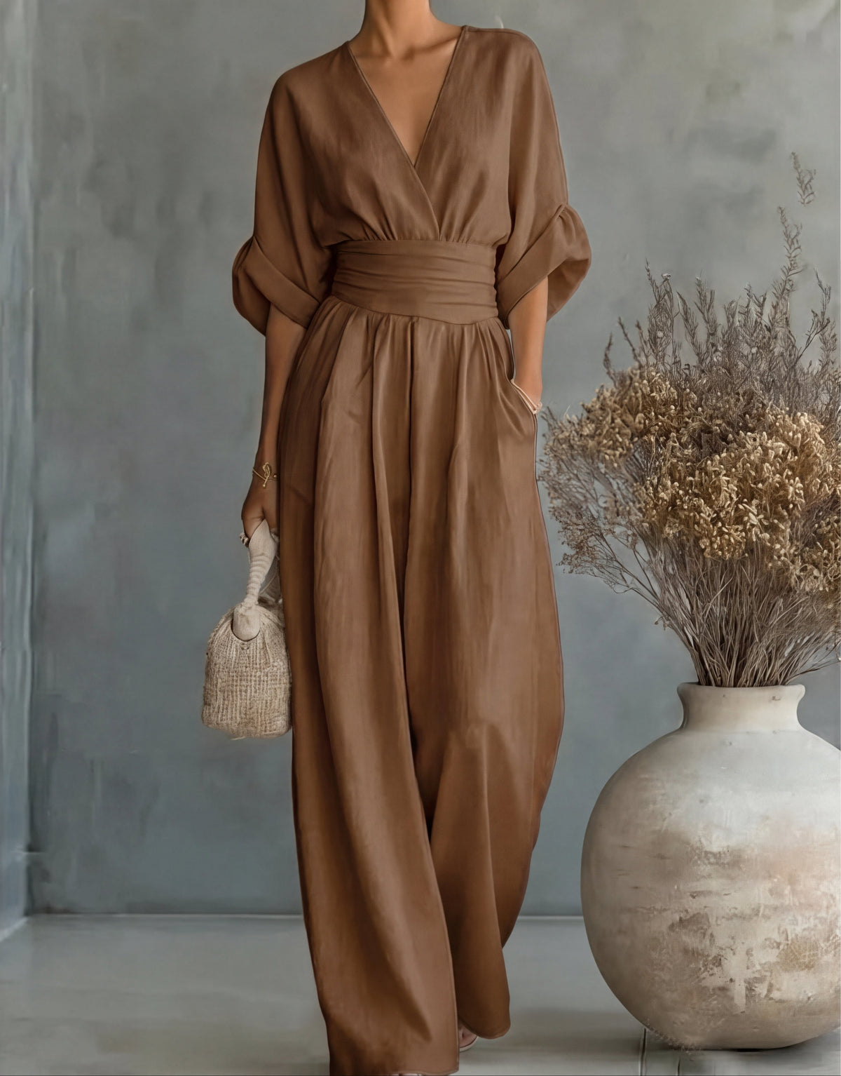 Dahlia | V-Neck Wide-Leg Jumpsuit