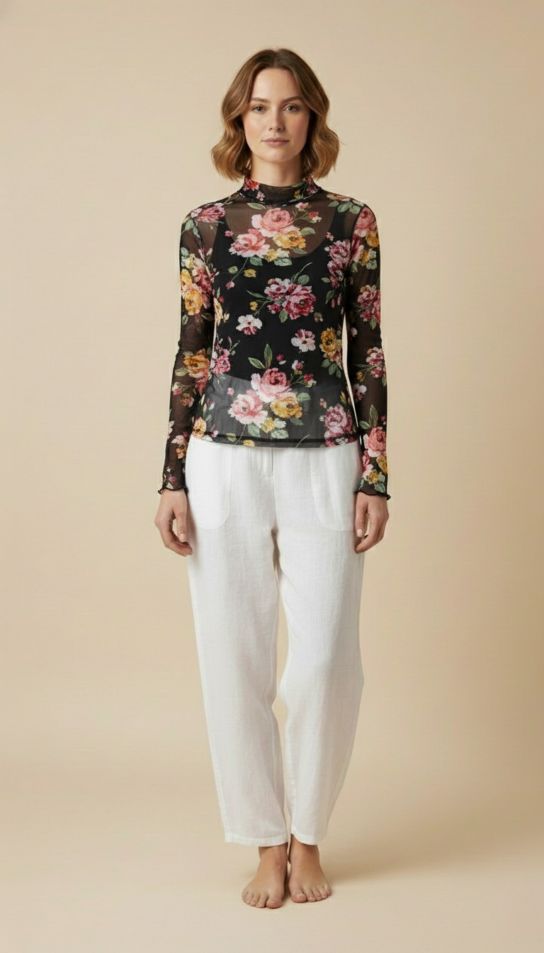 Ravena™ Printed Mesh Long-Sleeve Top