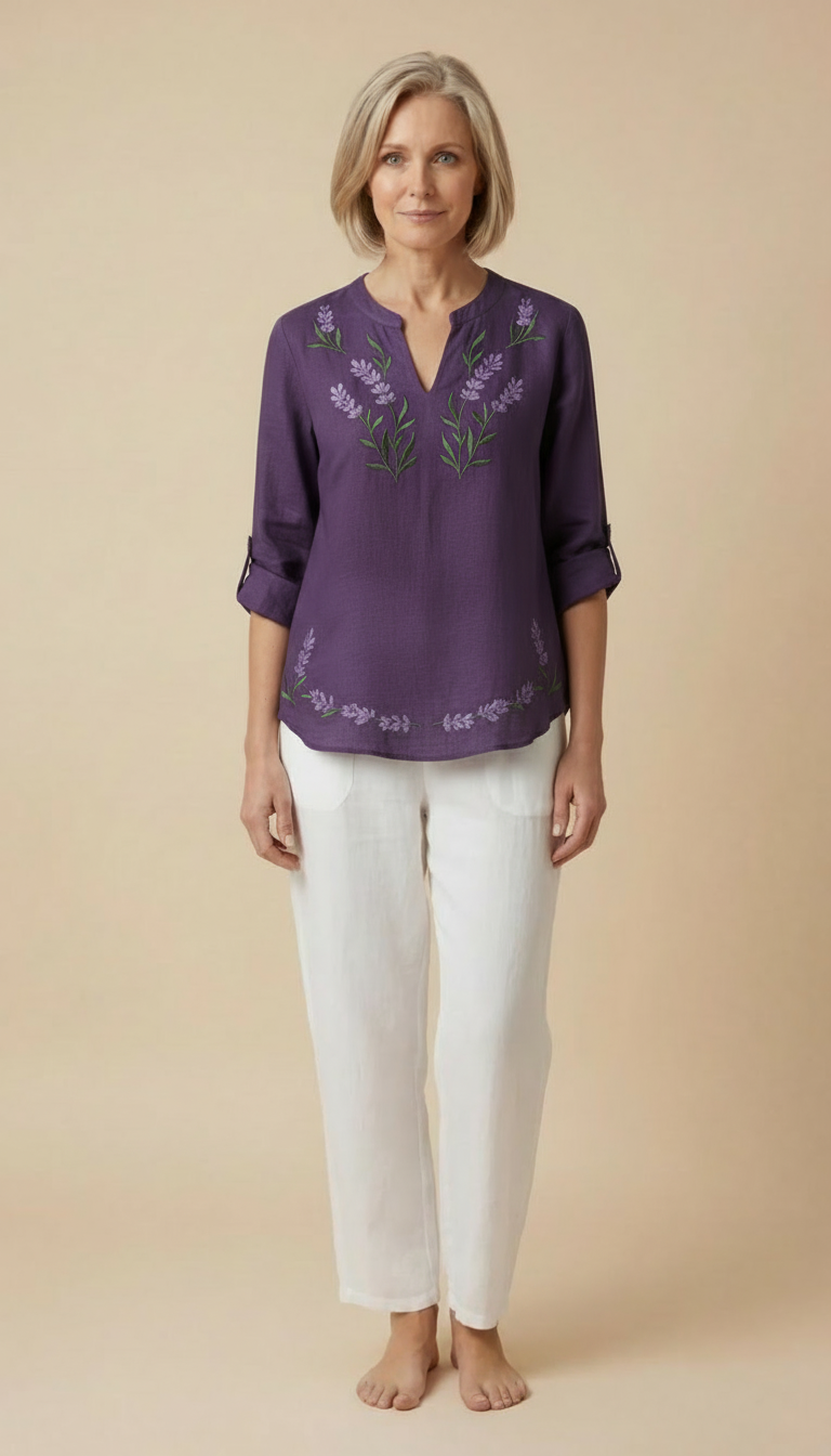 Elliora™ - Vintage Relaxed Fit Blouse