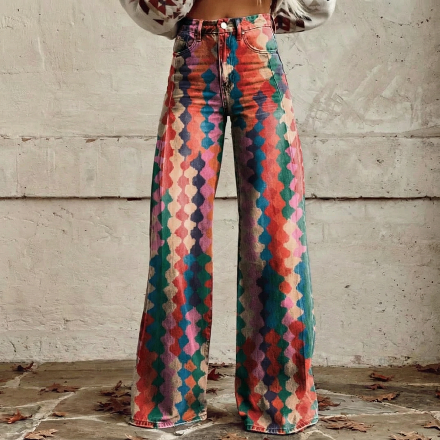 Livia™ - Boho Colourful Pattern Trousers