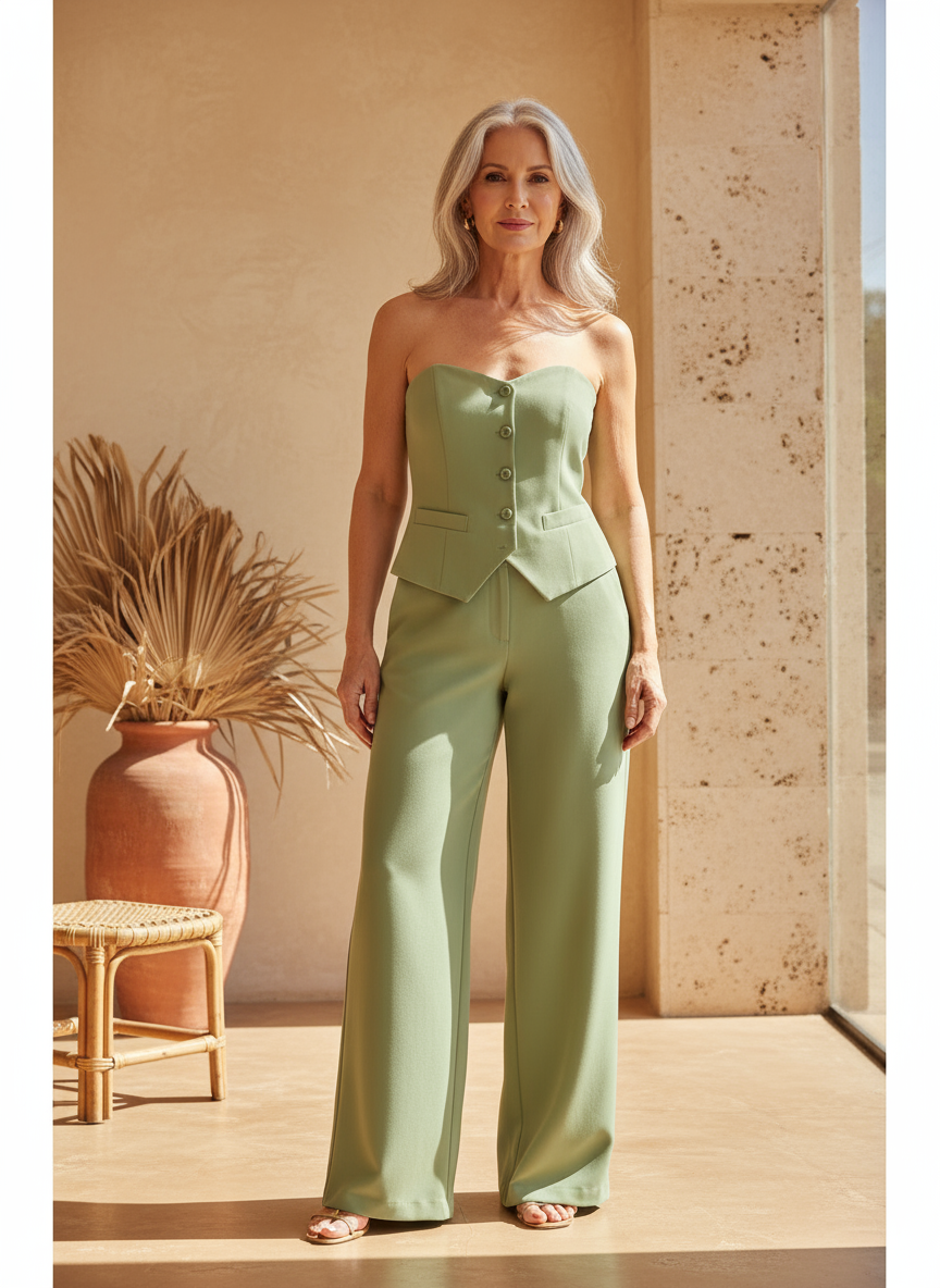 Bria™ – Strapless Buttoned Two-Piece Set