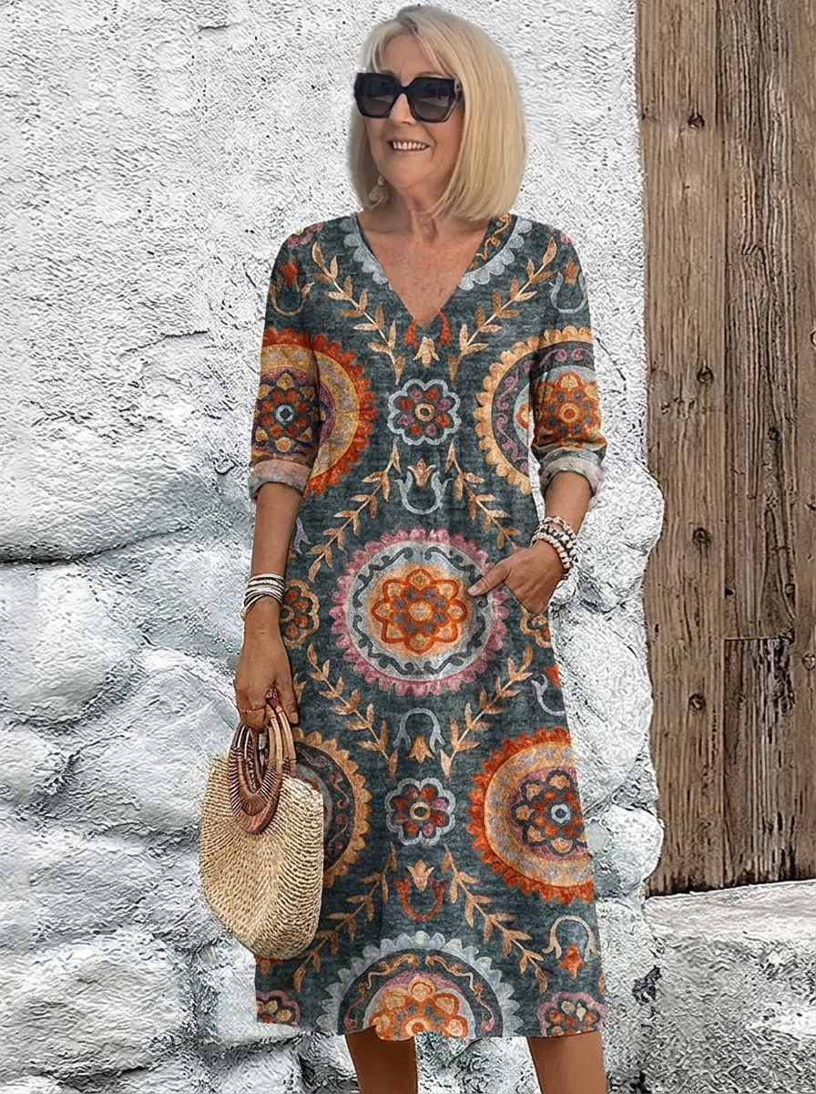 Ella™ - Geometric Midi Dress