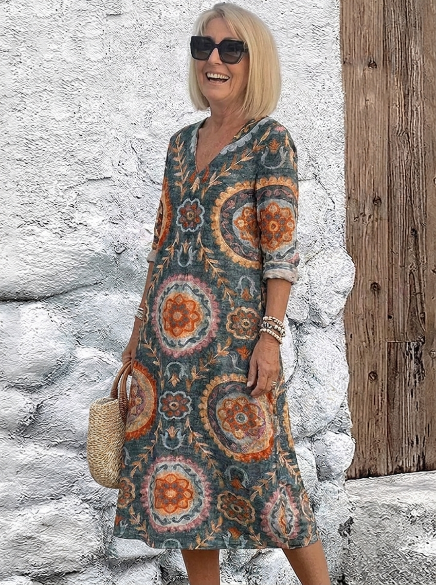 Ella™ - Geometric Midi Dress