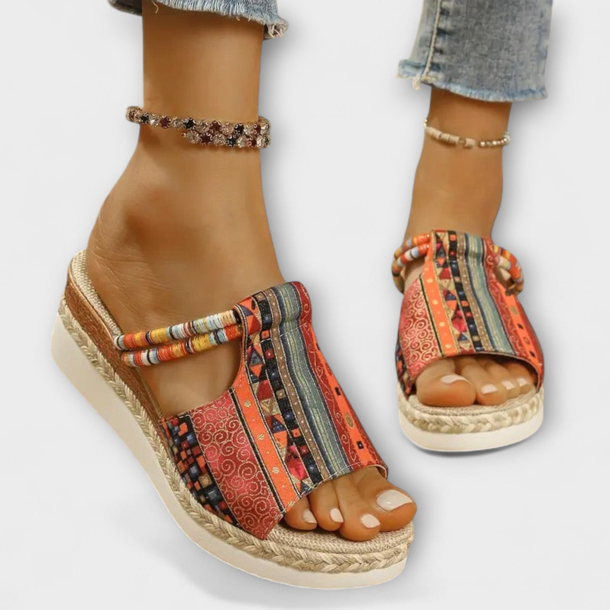 Edeltraud - Ethnic Slippers with Wedge Heel