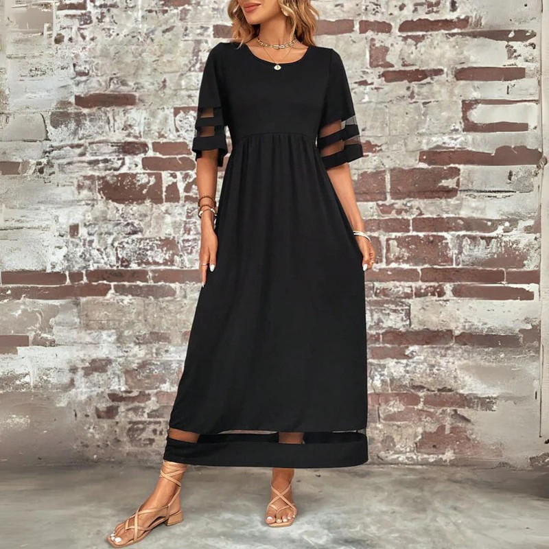 Cerelia | Elegante midi-jurk met kanten panelen