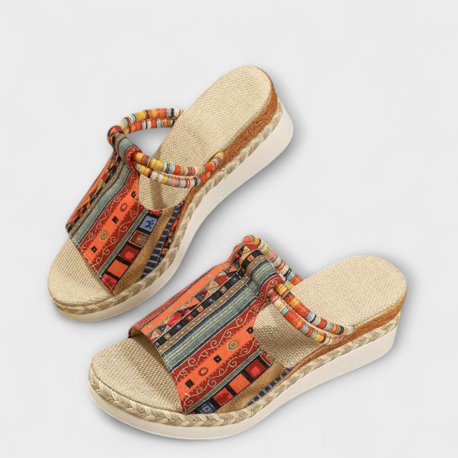 Edeltraud - Ethnic Slippers with Wedge Heel
