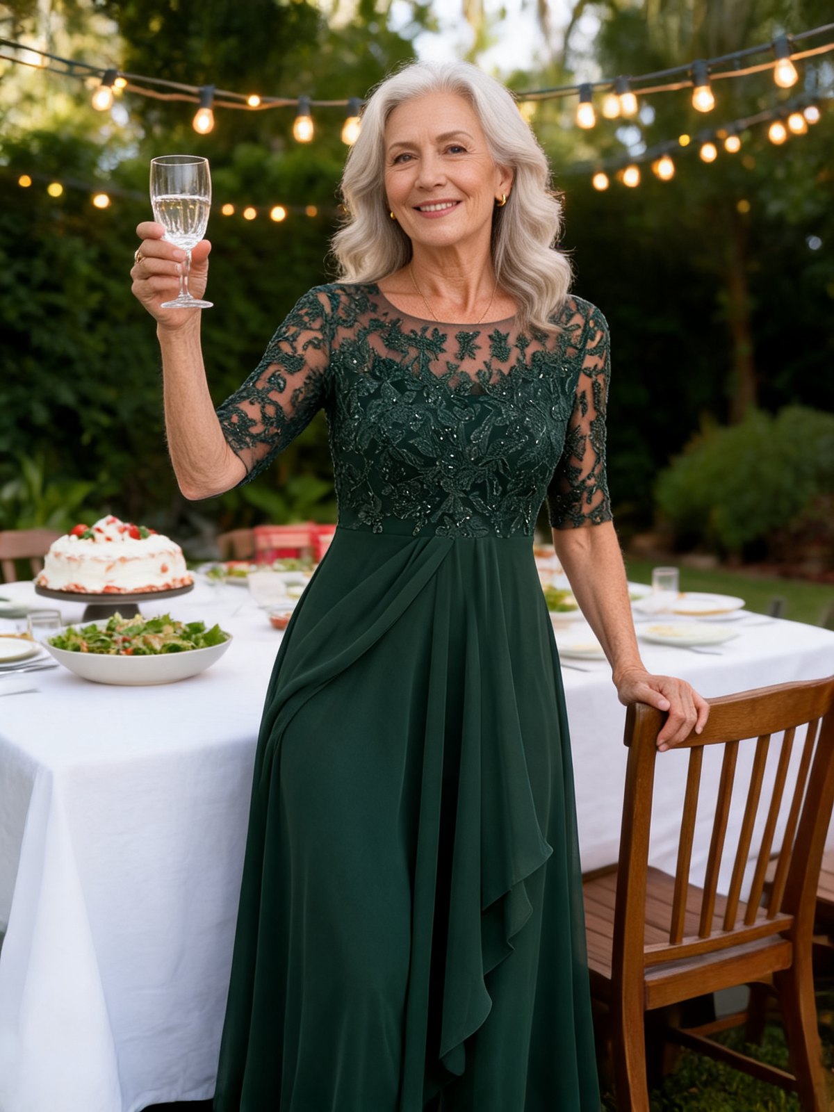 Abella lace and chiffon dress