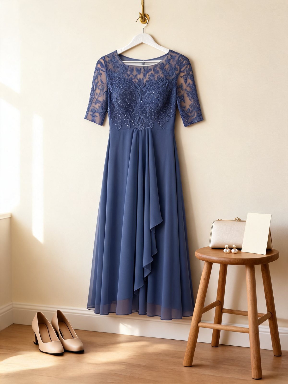 Abella lace and chiffon dress