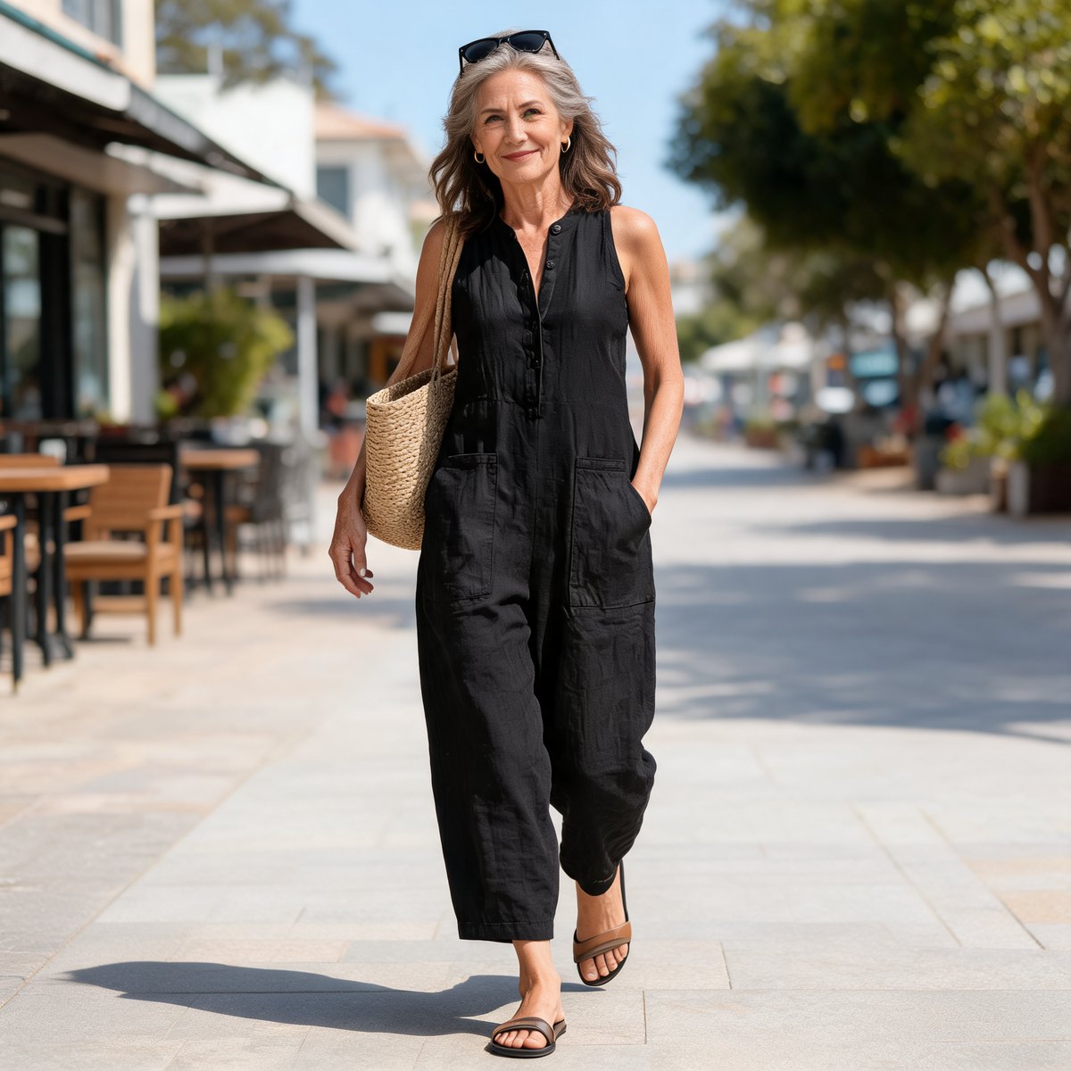 Barbara sleeveless jumpsuit with stand collar