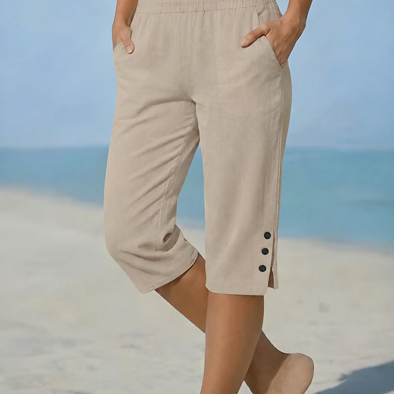 Eileen relaxed capri pants in Beige