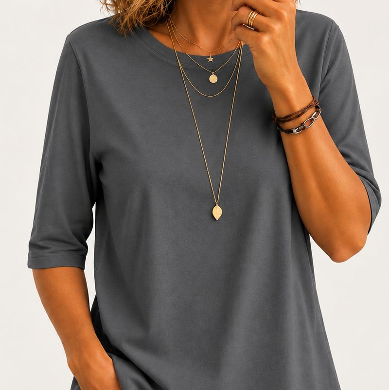 Maeve relaxed half-sleeve tee in Grey