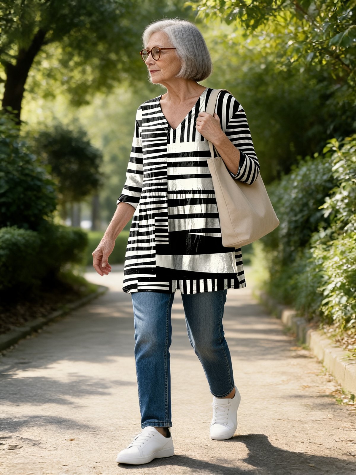 Odette long V-neck tunic blouse