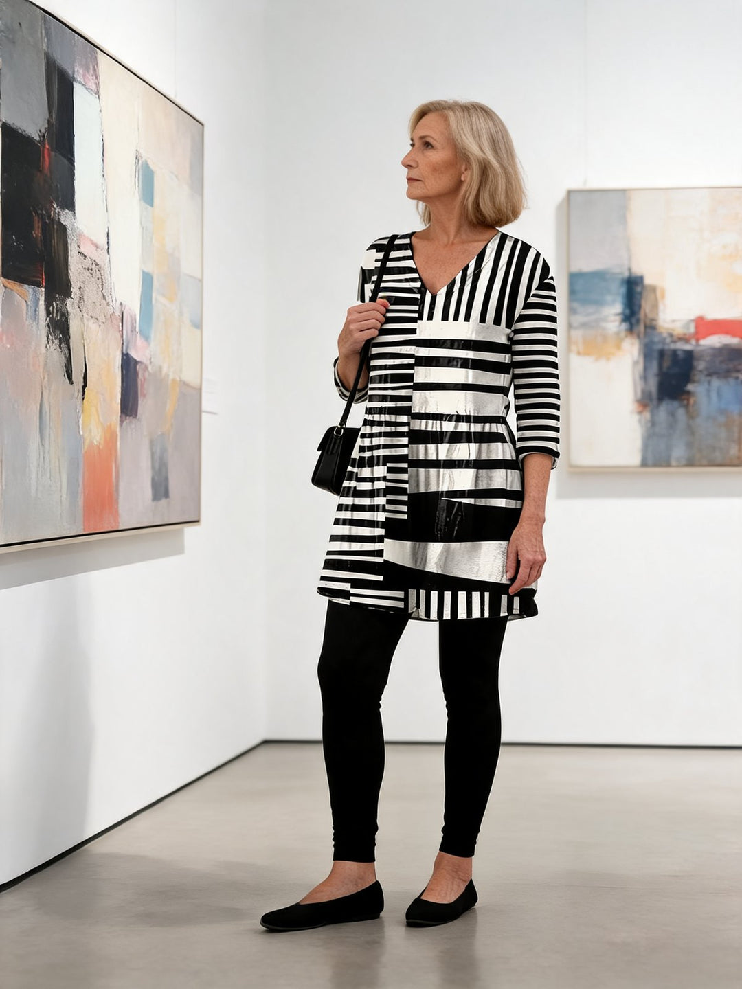 Odette long V-neck tunic blouse