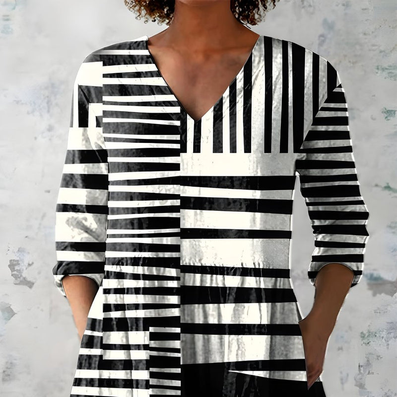 Odette long V-neck tunic blouse