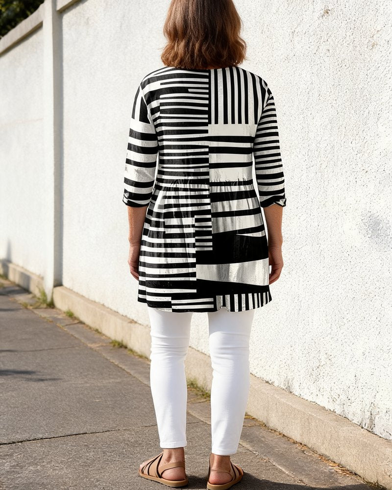 Odette long V-neck tunic blouse