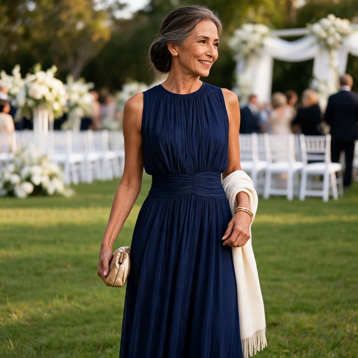 Roxanne ruched-waist sleeveless maxi dress