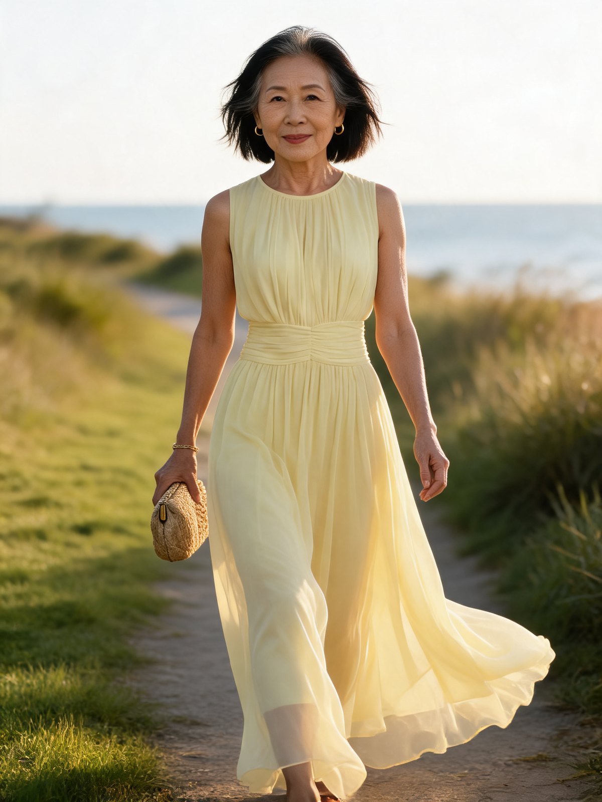 Roxanne ruched-waist sleeveless maxi dress