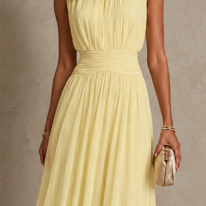 Roxanne ruched-waist sleeveless maxi dress