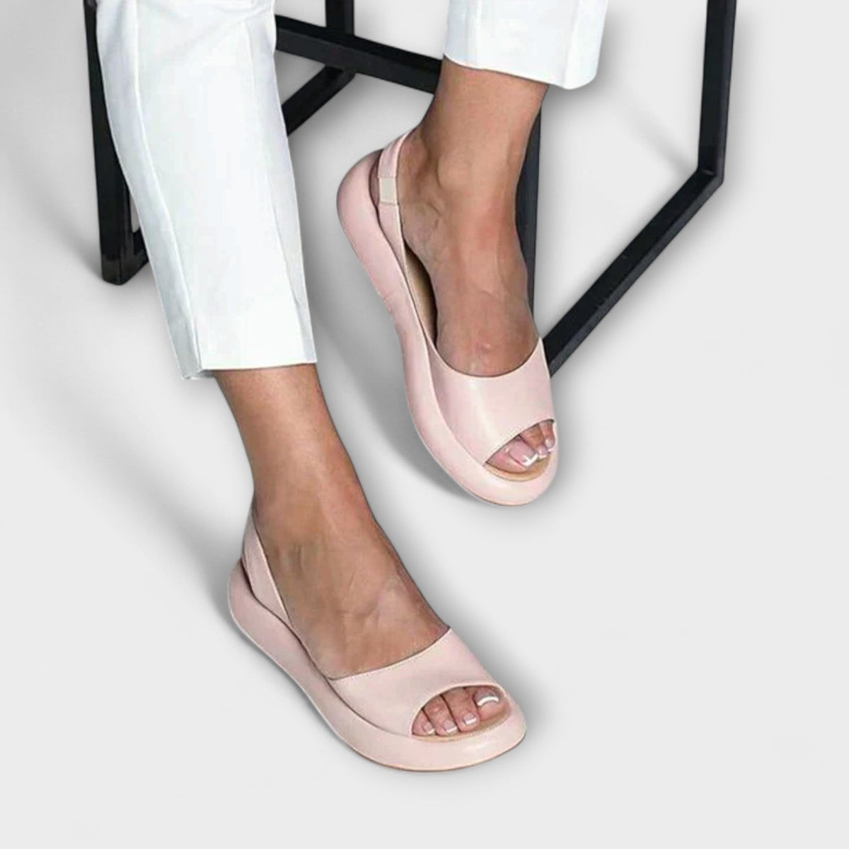 Edeltrud - Pink Block Heel Sandals
