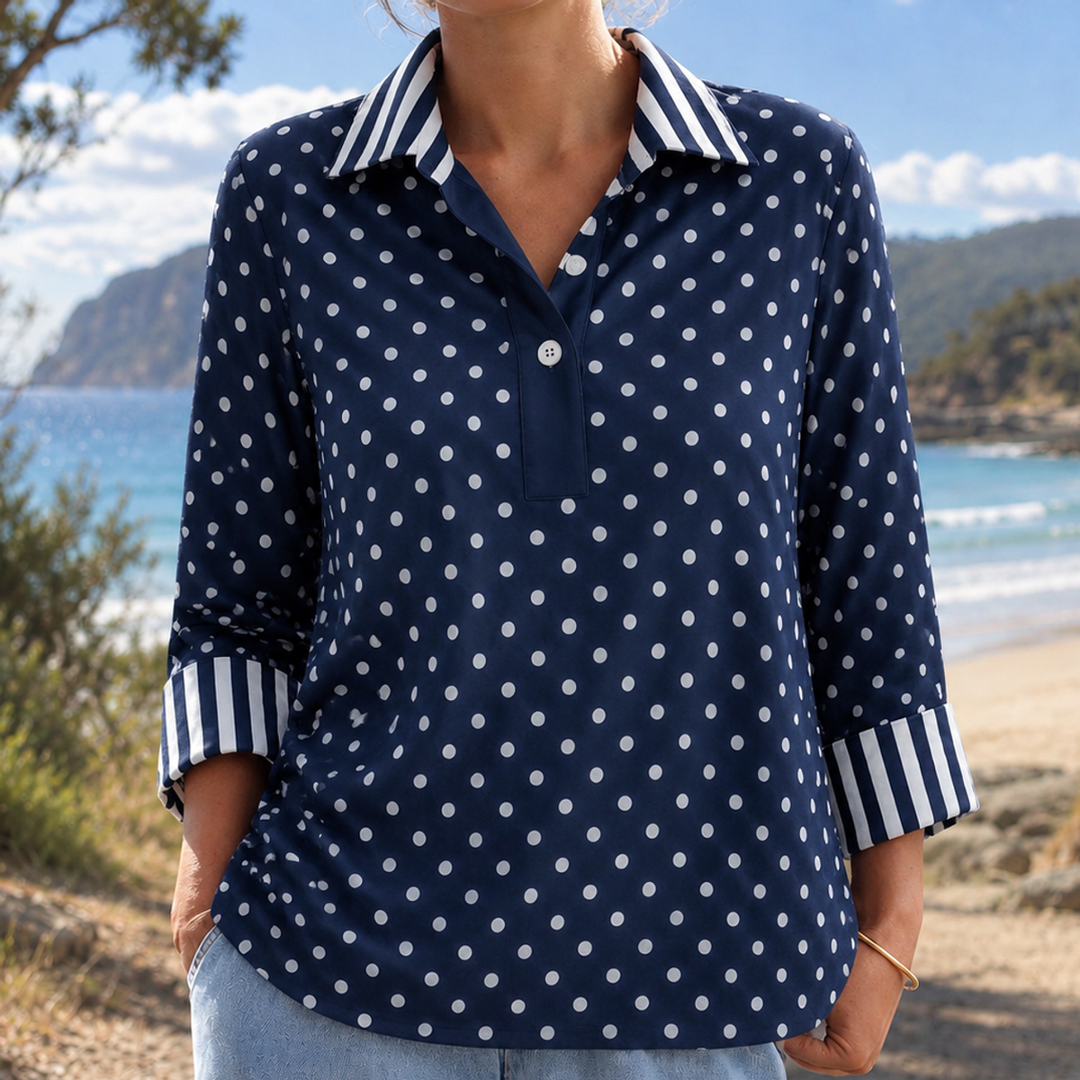 Milena | Striped Contrast Blouse