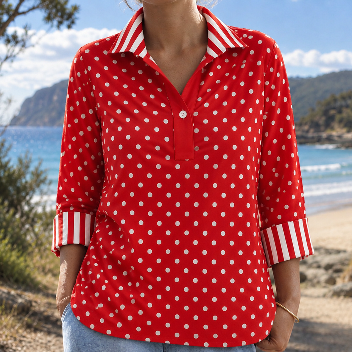 Milena | Striped Contrast Blouse