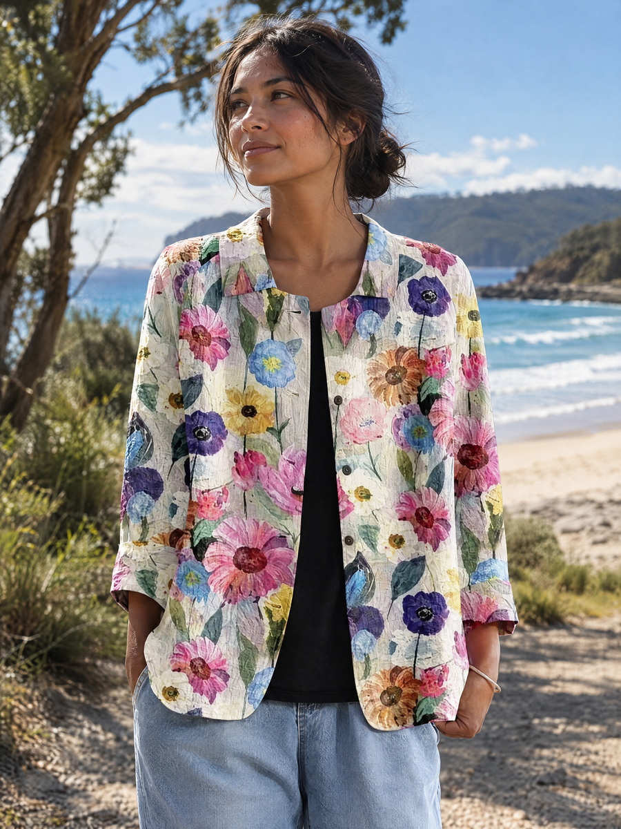 Veda | Artistic Floral Print Blazer