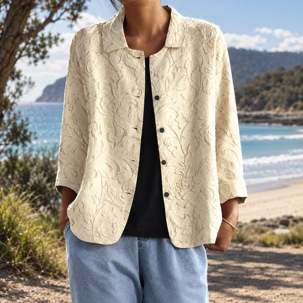 Reina | Textured Front Button Jacket